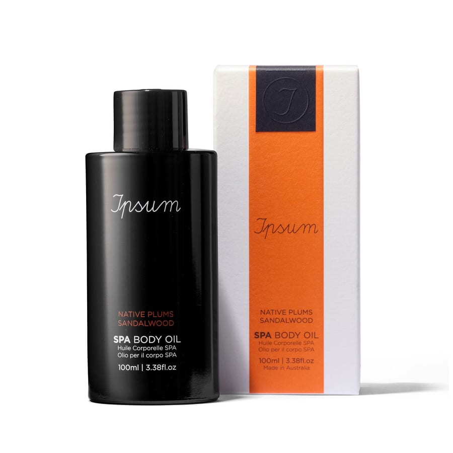 Ipsum SPA Body Oil, Native Plums and Sandalwood, with its box